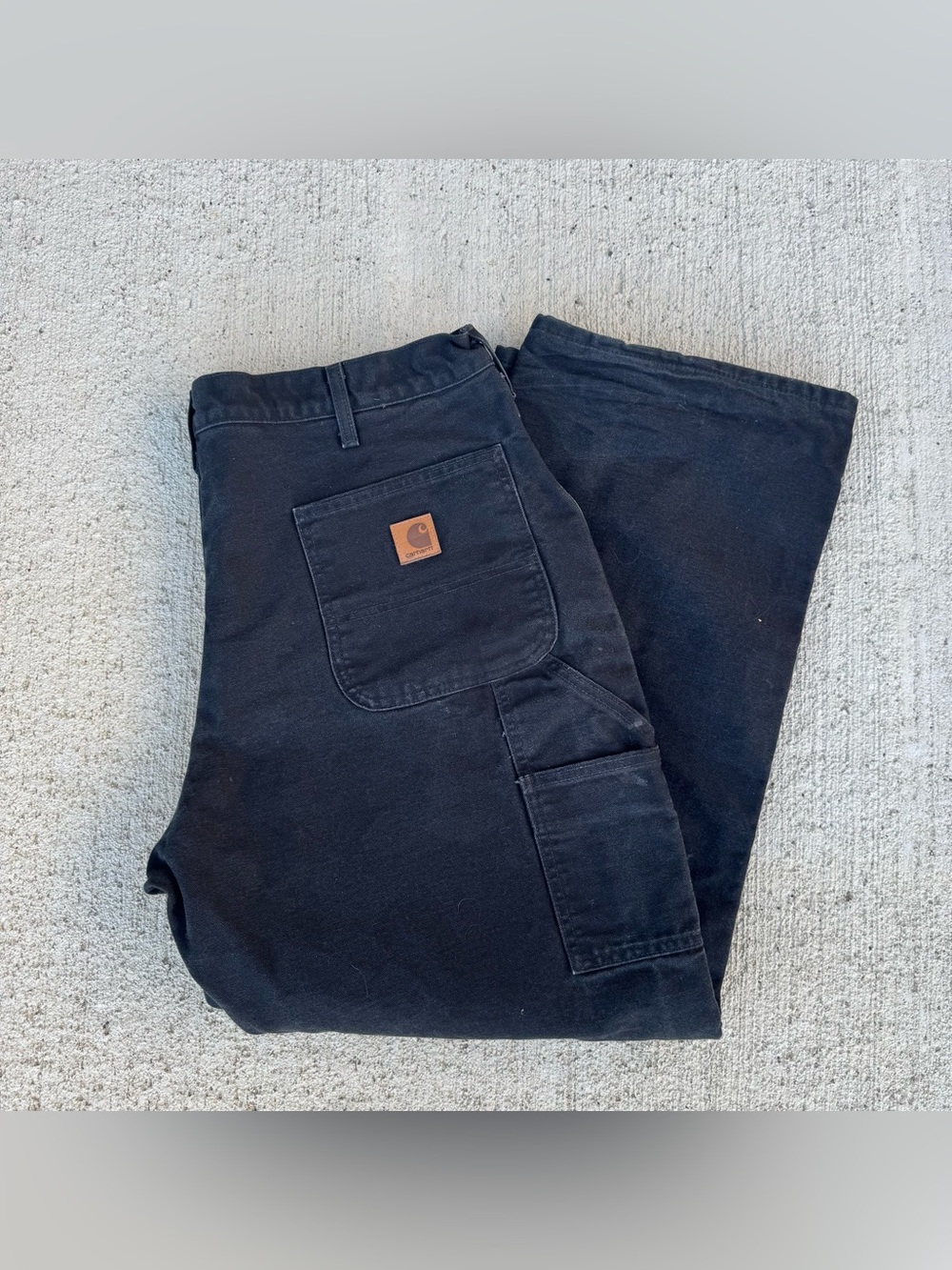 Carhartt B111 BLK Flannel Lined Loose Fit Carpenter Pants Black 38x30
